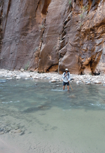 Walter crossing The Narrows Zion