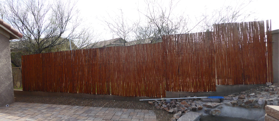 Stained bamboo fence