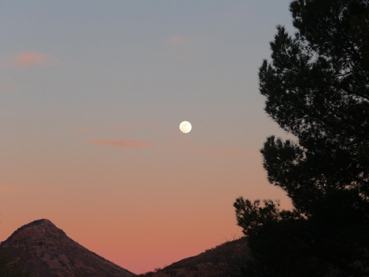 Moonrise at sunset Patagonia Lake SP