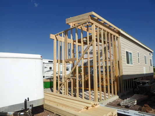 Shed with rafters