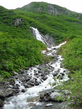 Waterfall along Mineral Creek Road Valdez AK