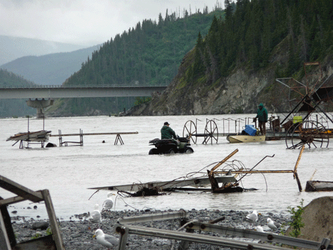 4 wheeler in Copper River with fish wheel
