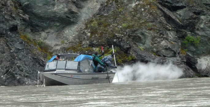 Dip net fishermen on the Copper River at Chitina