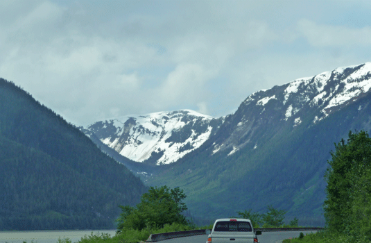 View along Yellowhead Highway Terrace to Prince Rupert