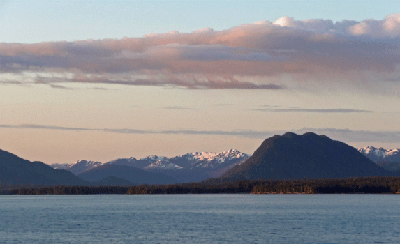Dusk along the Inside Passage 4 hours out of Prince Rupert