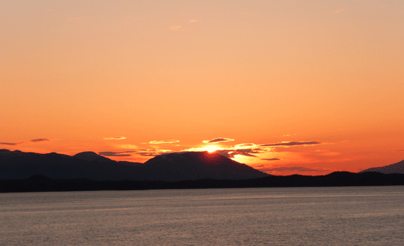 Sunset 4 1/2 hours north of Prince Rupert