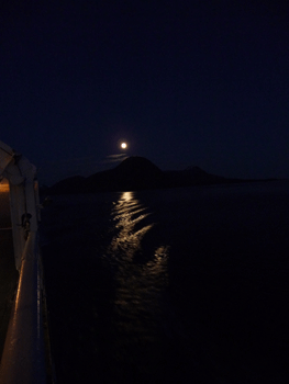 Full moon on the water Inside Passage near Ketchikan