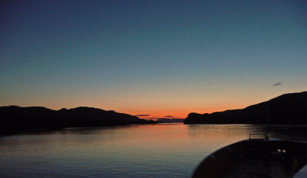 Last big of sunset at 10:45 pm Ketchikan Inside Passage