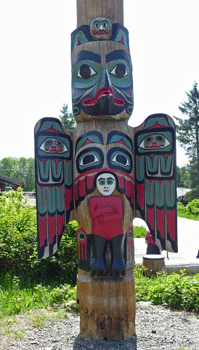 Totem pole at Saxman Park Ketchikan