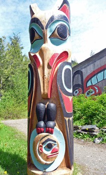 Totem pole at Saxman Park Ketchikan AK