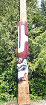 Totem pole at Saxman Totem Park Ketchikan