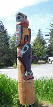 totem pole at saxman totem park Ketchikan AK