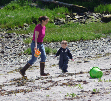 Mother and son in Petersburg sneakers Alaska