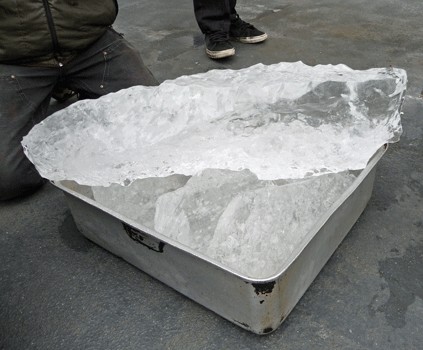 Chunk of ice berg on deck of Petersburg-Kake ferry