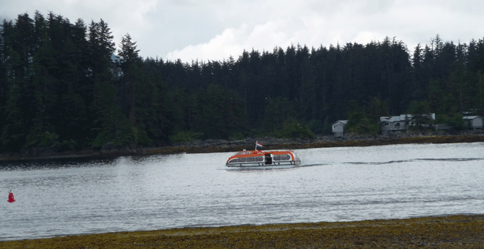 Cruise ship lighter in Sitka harbor