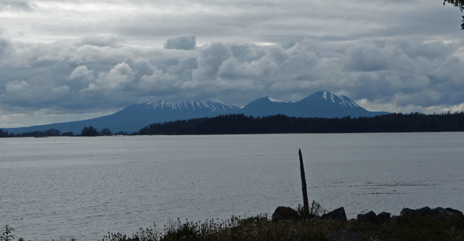 Mt Edgecume and Crater Ridge in the clouds Sitka AK