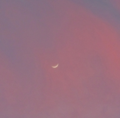 Crescent moon at sunset