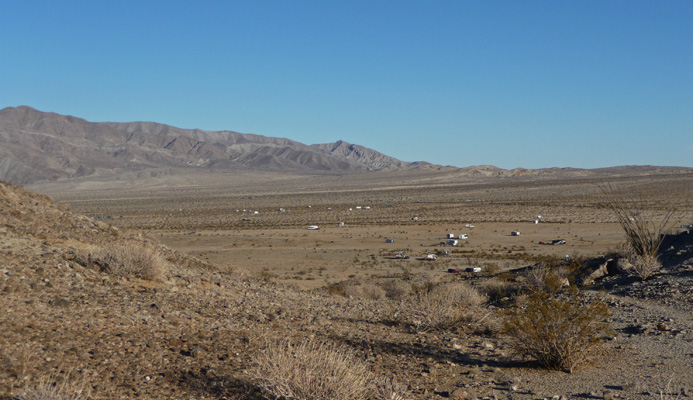 View of Rockhouse Rd camping from trail to stone snake