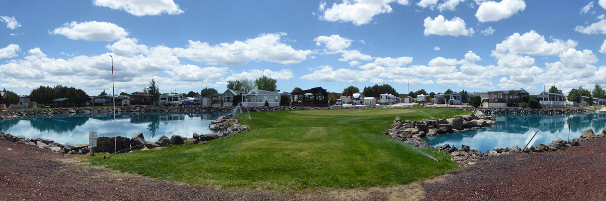 Sprinklers running 15th hole