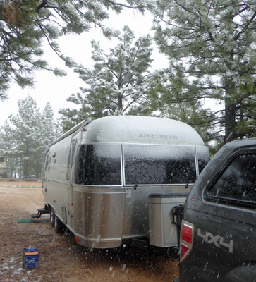 Genevieve Airstream in snow