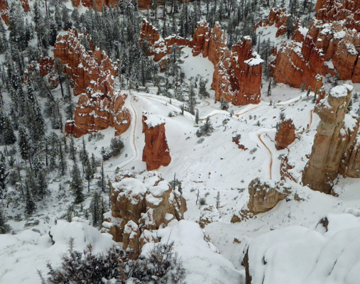 Bryce Pt trail in snow