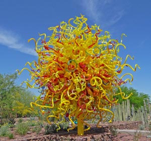 Orange upright Chihuly Chandalier Phoenix Botanical Garden