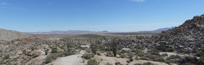 Mountain Palms Spring Trail looking east into Anza Borrego State Park CA