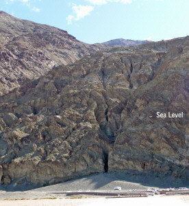 Badwater with sea level sign Death Valley National Park CA