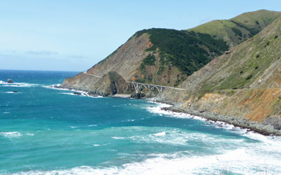 Scenic bridge along Big Sur coastline CA