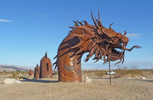 Dragon sculpture's head Borrego Springs CA