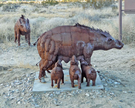 Peccaries sculpture Borrego Springs, CA
