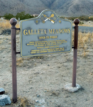 Galleta Meadows Sign Borrego Springs CA