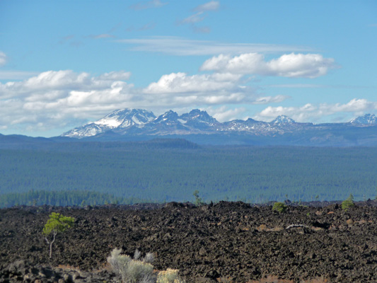 Mt Bachelor and the Sisters from Lava Butte Lava Flow