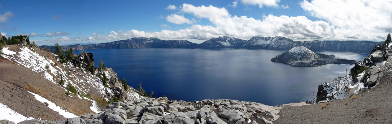 Crater Lake in the snow panorama