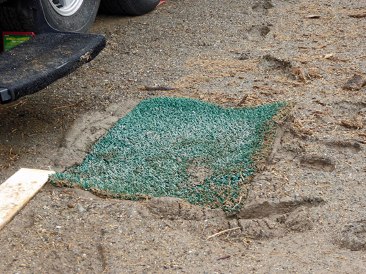 Doormat sinking into mud