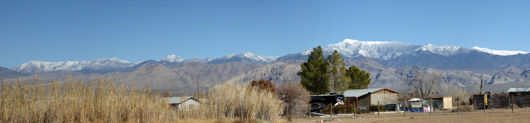 Snow on mountains east of Pahrump NV