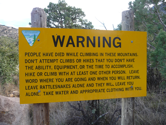 Warning sign Pine Tree Trail