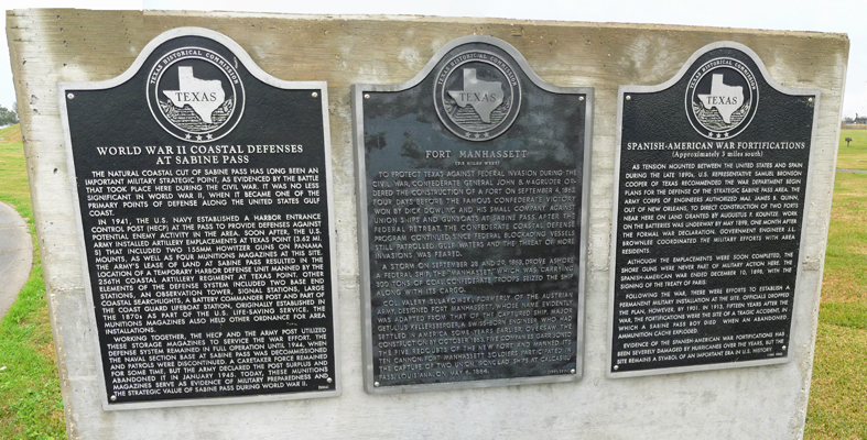 Sabine Pass Historic Park signs