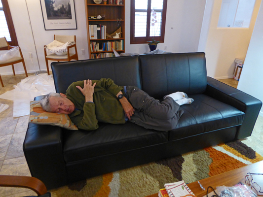 Walter Cooke asleep on couch