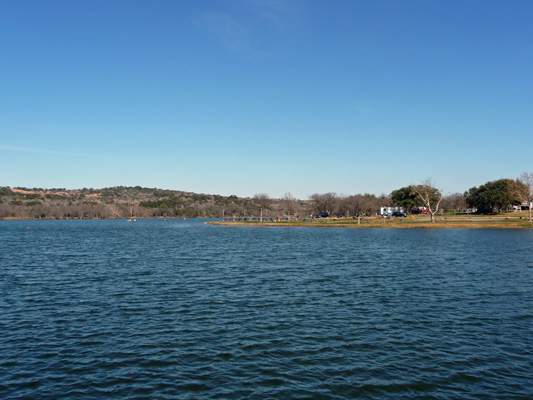 Boat ramp view Inks Lake SP