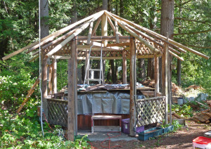 All posts and rafters back in place on gazebo