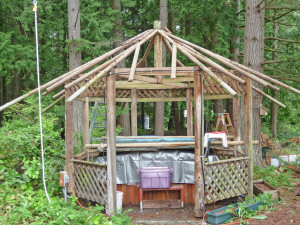 Gazebo with skip sheathing all removed