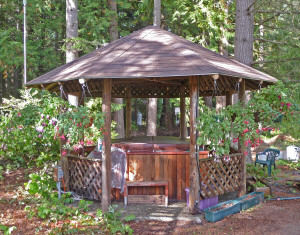 Gazebo reconstruction done and fuchsias back in place