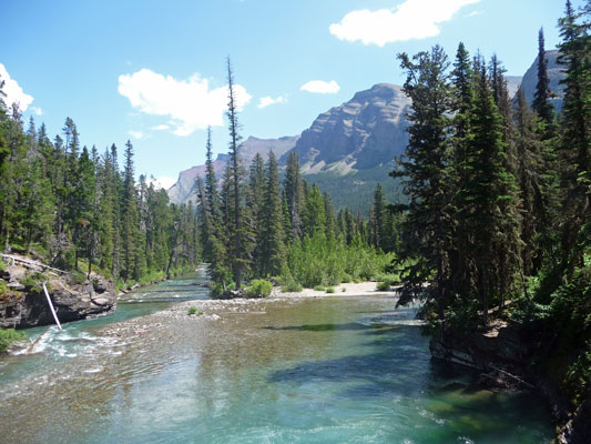 View from bridge at St Mary Falls Glacier