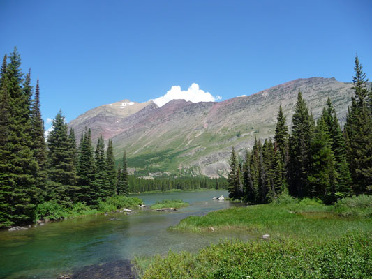 View from Swiftcurrent out towards Grinnell Trail