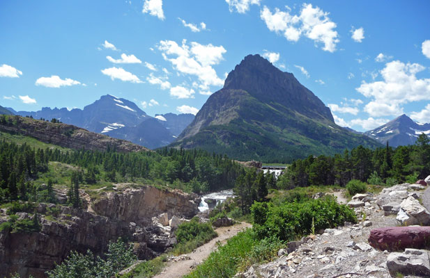 Waterfall out of Swiftcurrent Lake Glacier