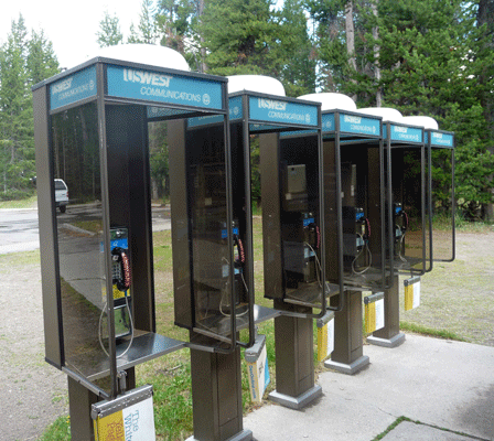 Telephone Booths at Fishing Bridge RV campground at Yellowstone