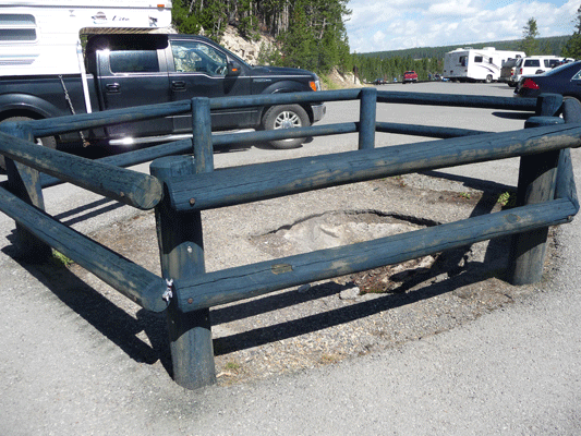 fumarole in parking lot