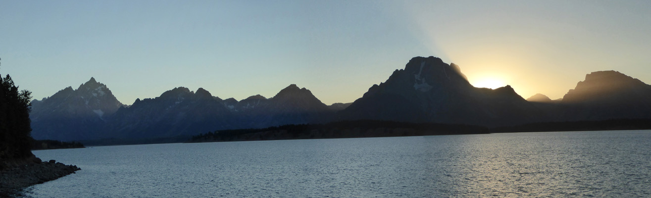 Sunset behind Mount Moran