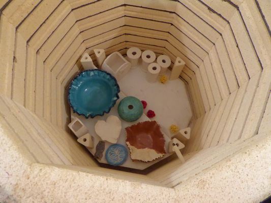 Kiln with pottery in it